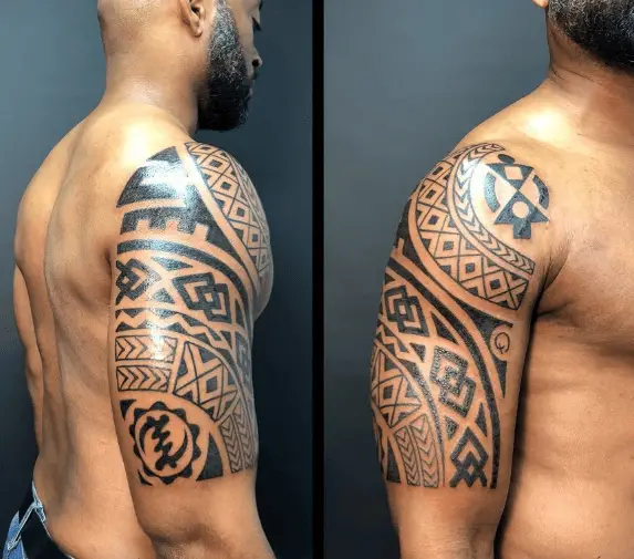 African Patterns Body Fit Polynesian Tattoo