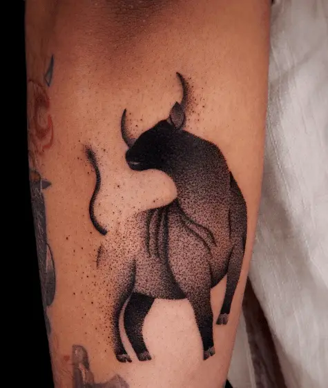 Black Bull Dotted Tattoo Piece
