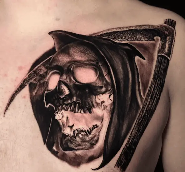 Grim Reaper Chest Tattoo Piece