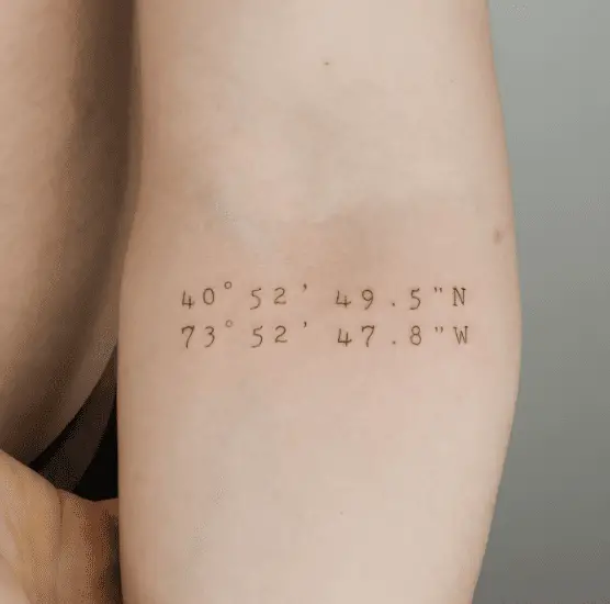 Simple Coordinate Forearm Tattoo