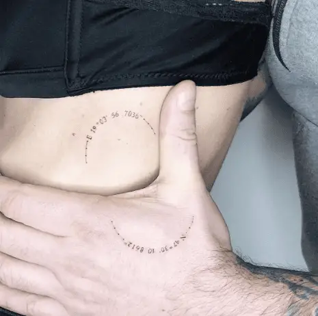 Single Needle Curvy Coordinates Tattoo