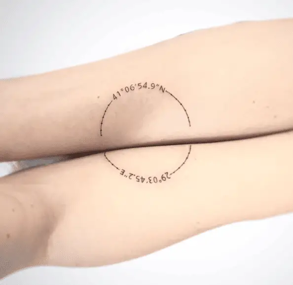 Circle Shaped Coordinate Tattoo