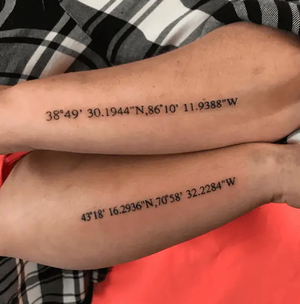 Bold and Long Coordinates Tattoo