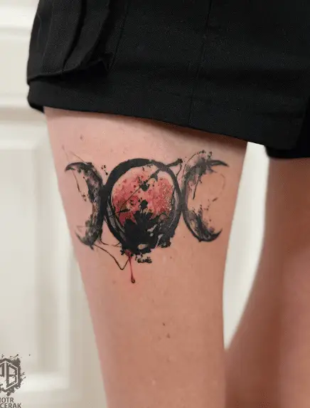 Triple Moon Witchery Style Tattoo