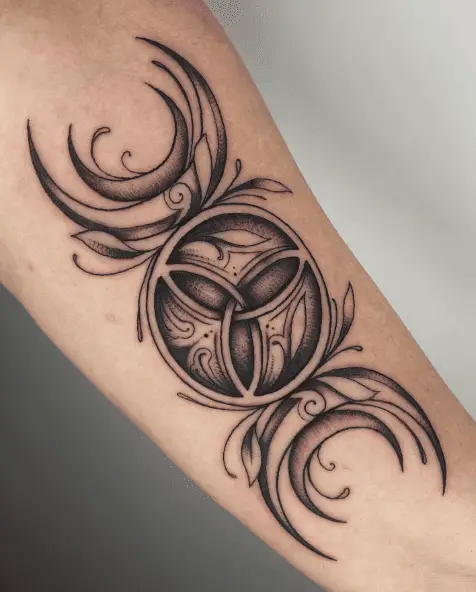 Decorative Triple Moon Tattoo Piece