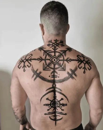 Baltic Symbols, Pagan Strength Back Tattoo