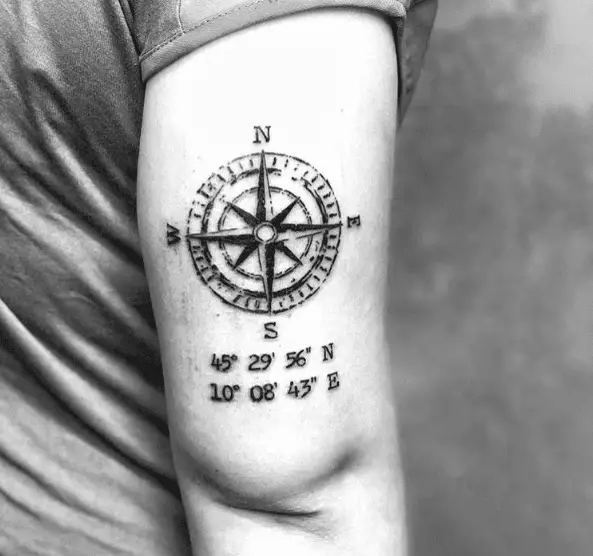 Compass Coordinate Arm Tattoo