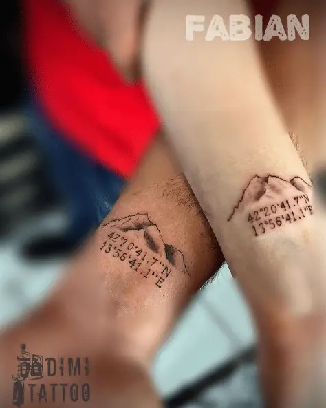 Matching Mountains with Coordinates Tattoo
