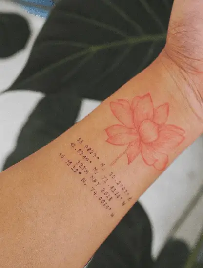 Lotus with Coordinates Tattoo 