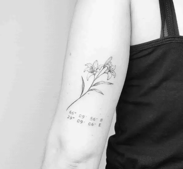 Lilies with Coordinates Tattoo