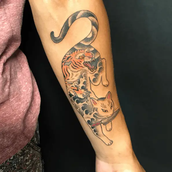 Tiger Print Monmon Hunter Cat Tattoo