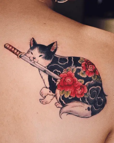A Chonky Monmon Cat Back Tattoo