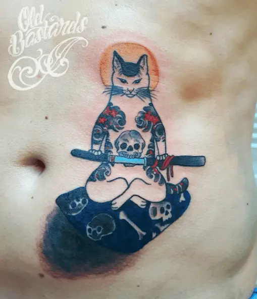 Japanese Samurai Cat Tattoo