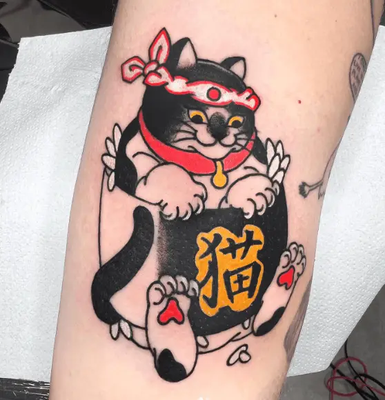 Black and White Sushi Cat Tattoo