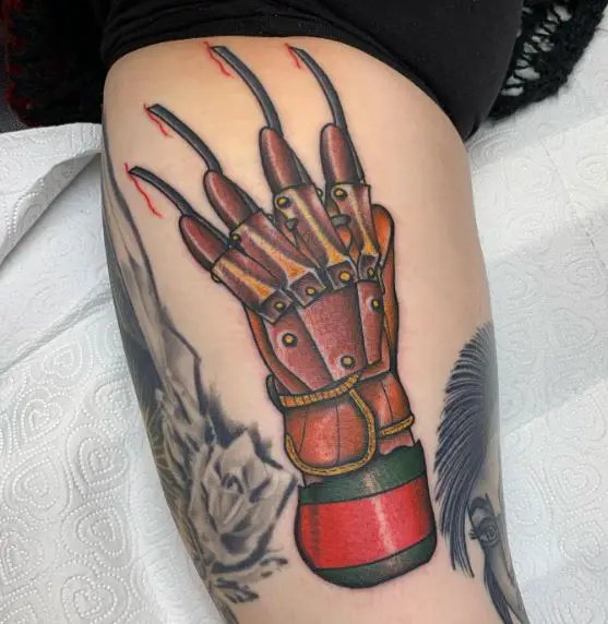 Freddy Krueger Glove Colored Tattoo