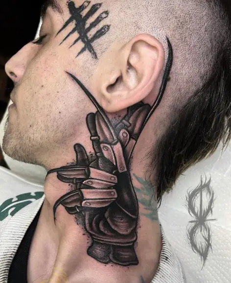 Freddy Krueger Glove Neck Tattoo