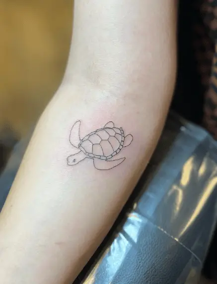 A Little Fine Line Sea Turtle Tattoo