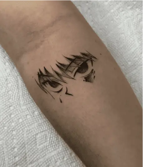 Black and Grey Killua Eyes Arm Tattoo