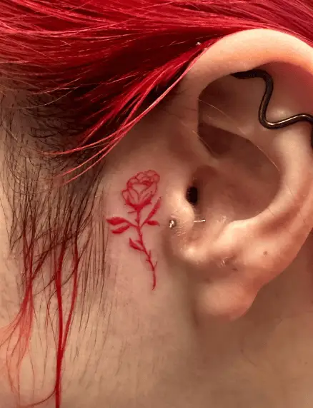 Red Rose Sideburn Tattoo