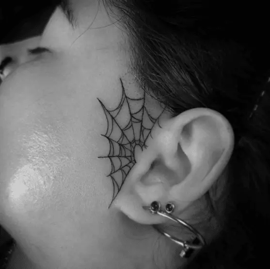 Spooky Spider Web Sideburn Tattoo