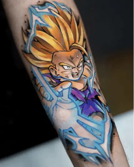 Colored Son Gohan Releasing His Power Arm Tattoo