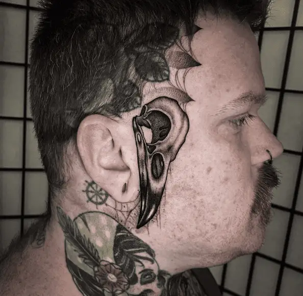 Crow Skull Sideburn Tattoo