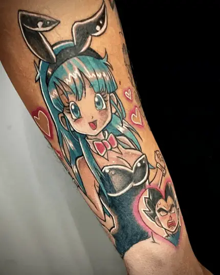 Colored Bunny Bulma Arm Tattoo