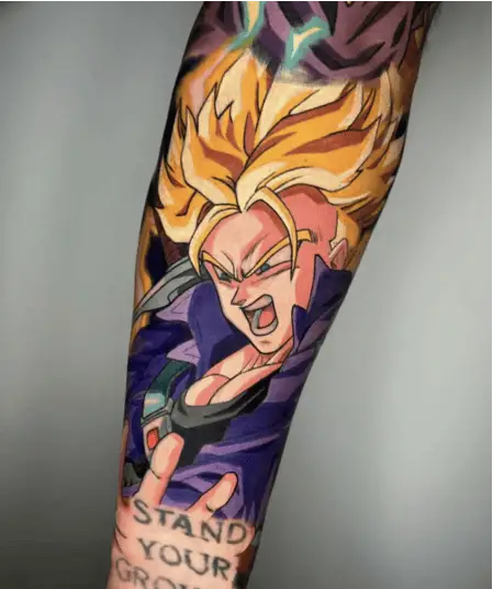Colored Trunks Shouting Arm Tattoo