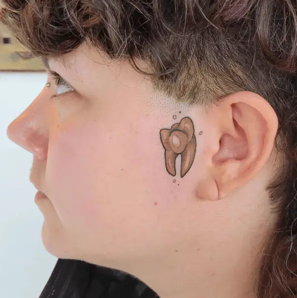 Tooth Sideburn Face Tattoo