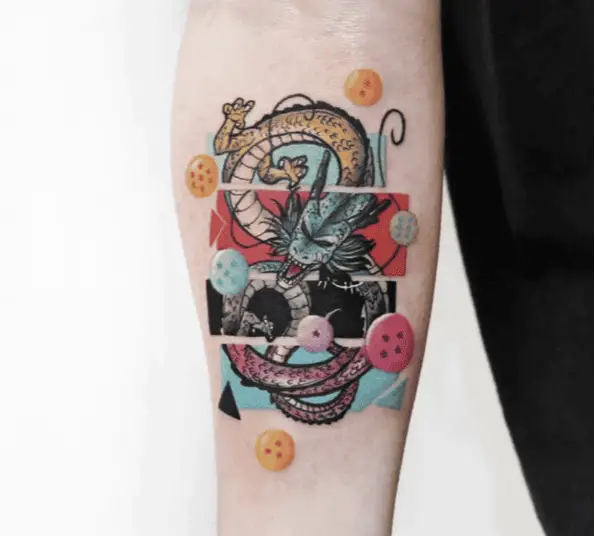 Colored Shenron Artwork Arm Tattoo