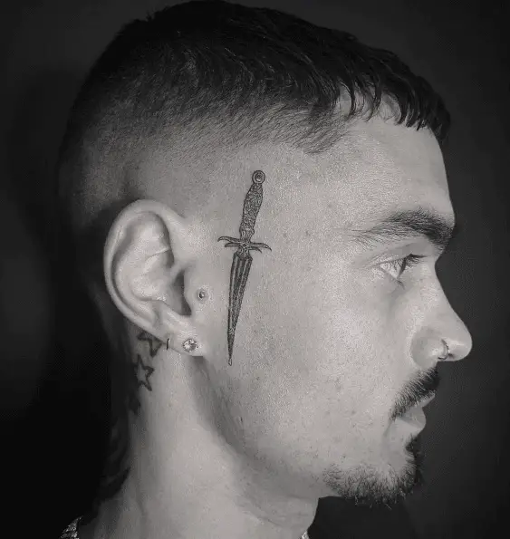 Dagger Sideburn Face Tattoo