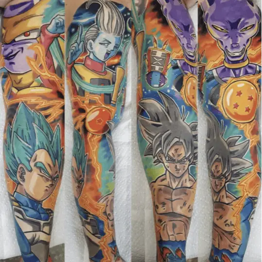 Colorful Dragon Ball Z Characters Arm Sleeve Tattoo