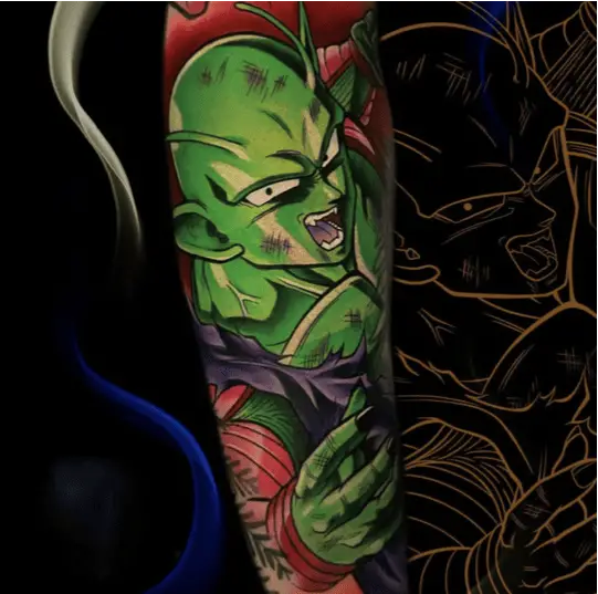 Colored Angry Piccolo Arm Tattoo