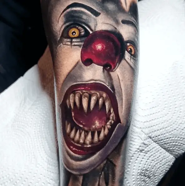 Sharp Teeth Pennywise Clown Tattoo
