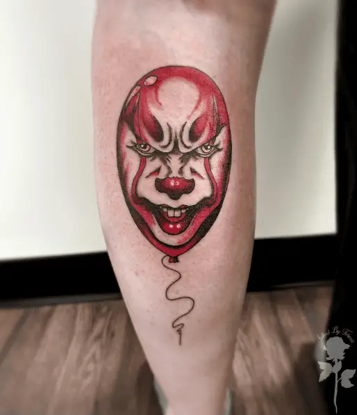 Balloon Shaped Pennywise Clown Face Tattoo