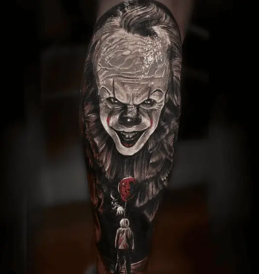 Pennywise Clown Smile and Georgie with Red Balloon Tattoo