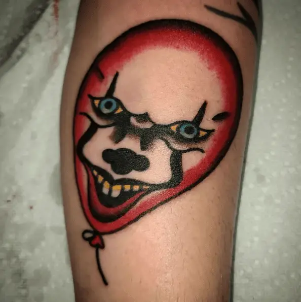 Balloon Shaped Smiling Clown Traditional Tattoo