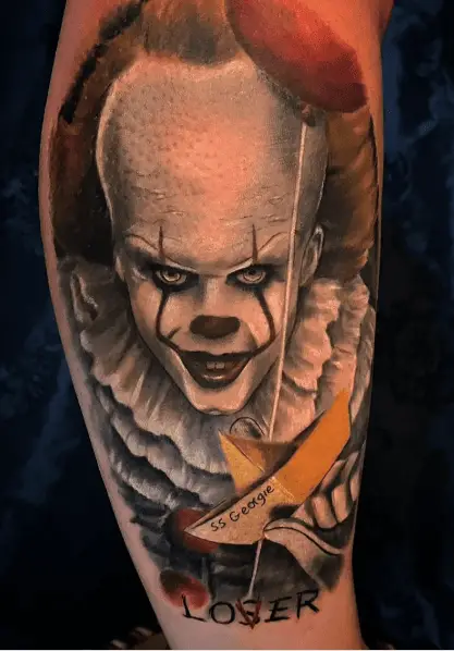 Colored Ink Pennywise Clown and Paper Boat with 