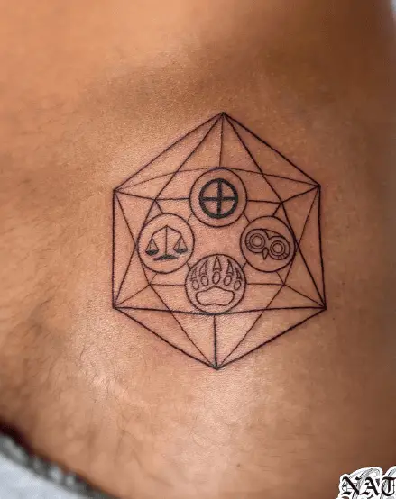 Geometric Shaped 4 Stoic Virtues Tattoo 