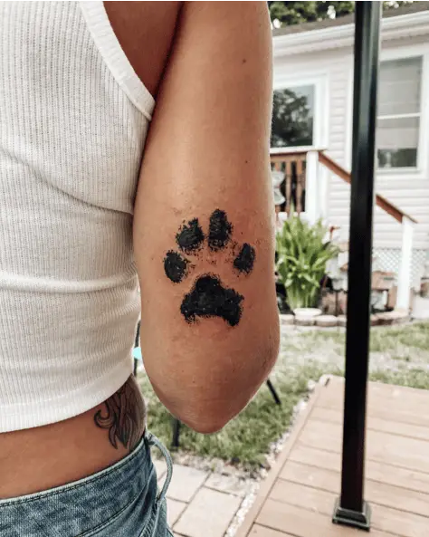 Single Dog Paw Print Arm Tattoo
