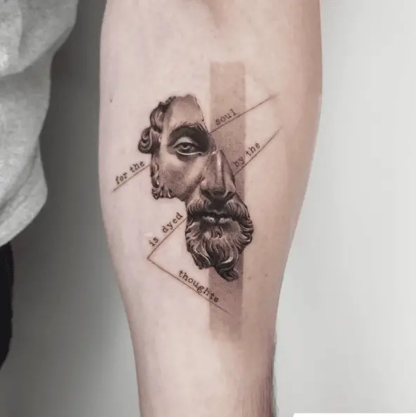Marcus Aurelius Statue Face Tattoo