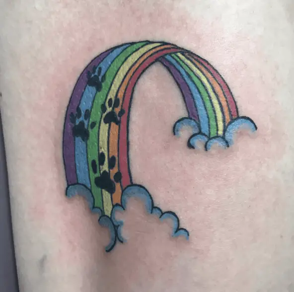 Colored Rainbow Dog Paw Print Tattoo