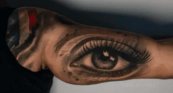 Realistic Large Eye Arm Tattoo