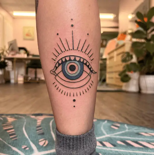 Ward of The Evil Eye Leg Tattoo