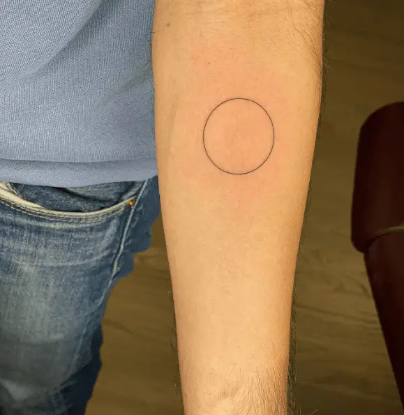 Simple Line Circle Forearm Tattoo