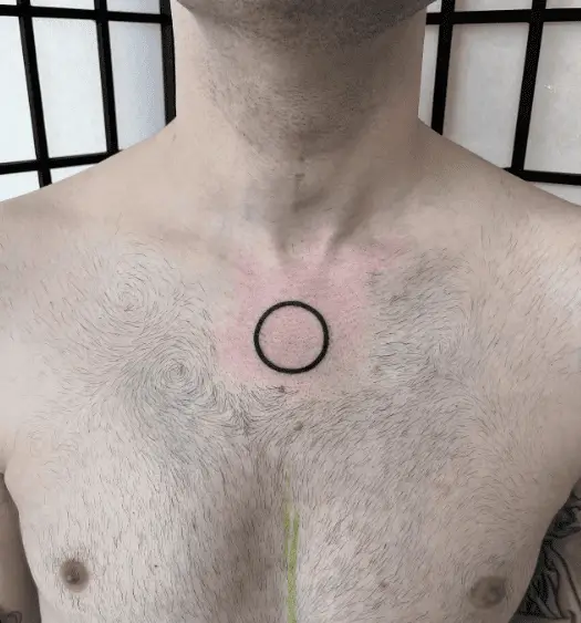 Bold Line Circle Chest Tattoo