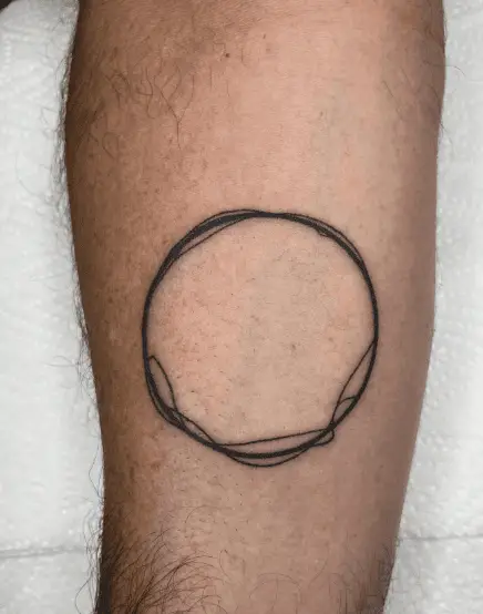 Black Ink Imperfect Circle Tattoo