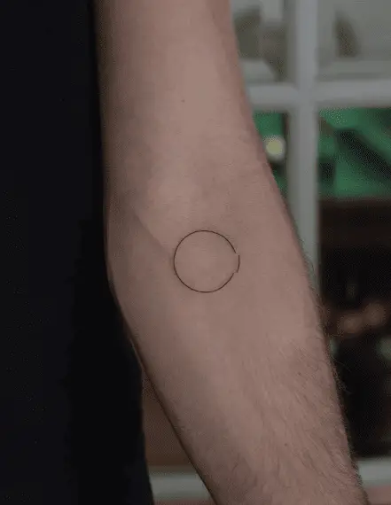 Tiny Split Circle Forearm Tattoo