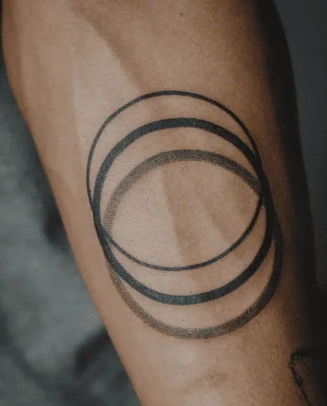 Thin, Bold and Dotted Three Circles Tattoo