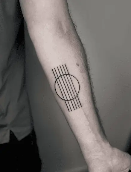 Combined Lines and Circle Forearm Tattoo